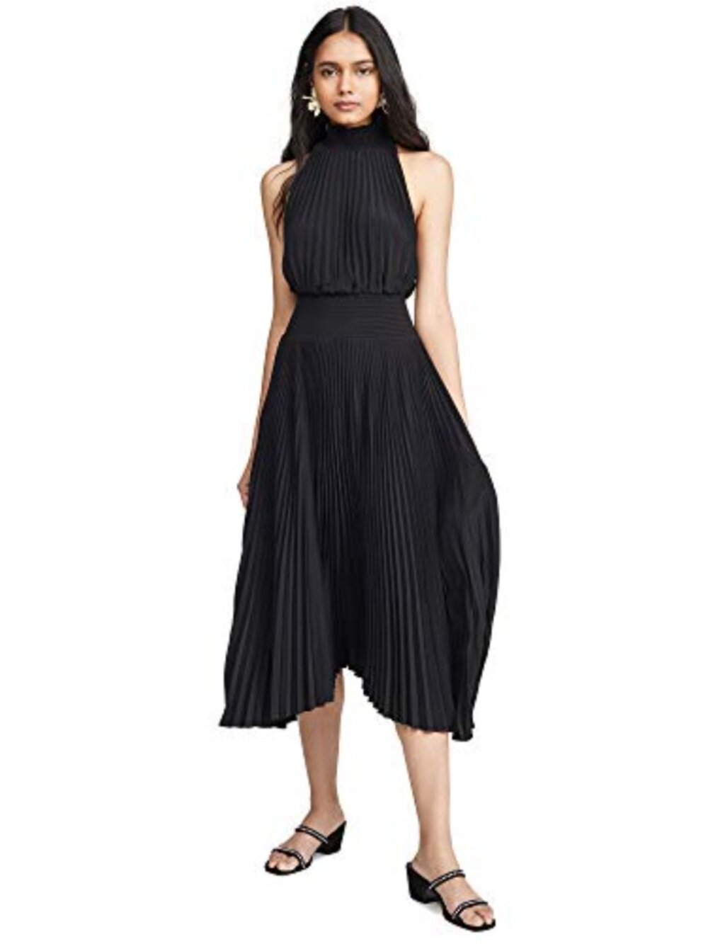 A.L.C. Renzo Dress - Plisse Midi Dress Sleeveless High Neck